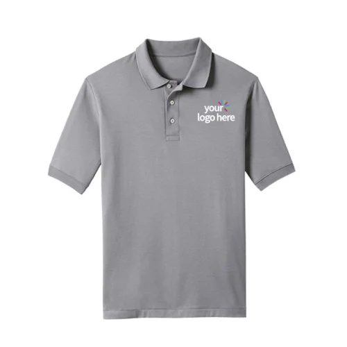 Short Sleeve Cotton Polo T-Shirt Gray